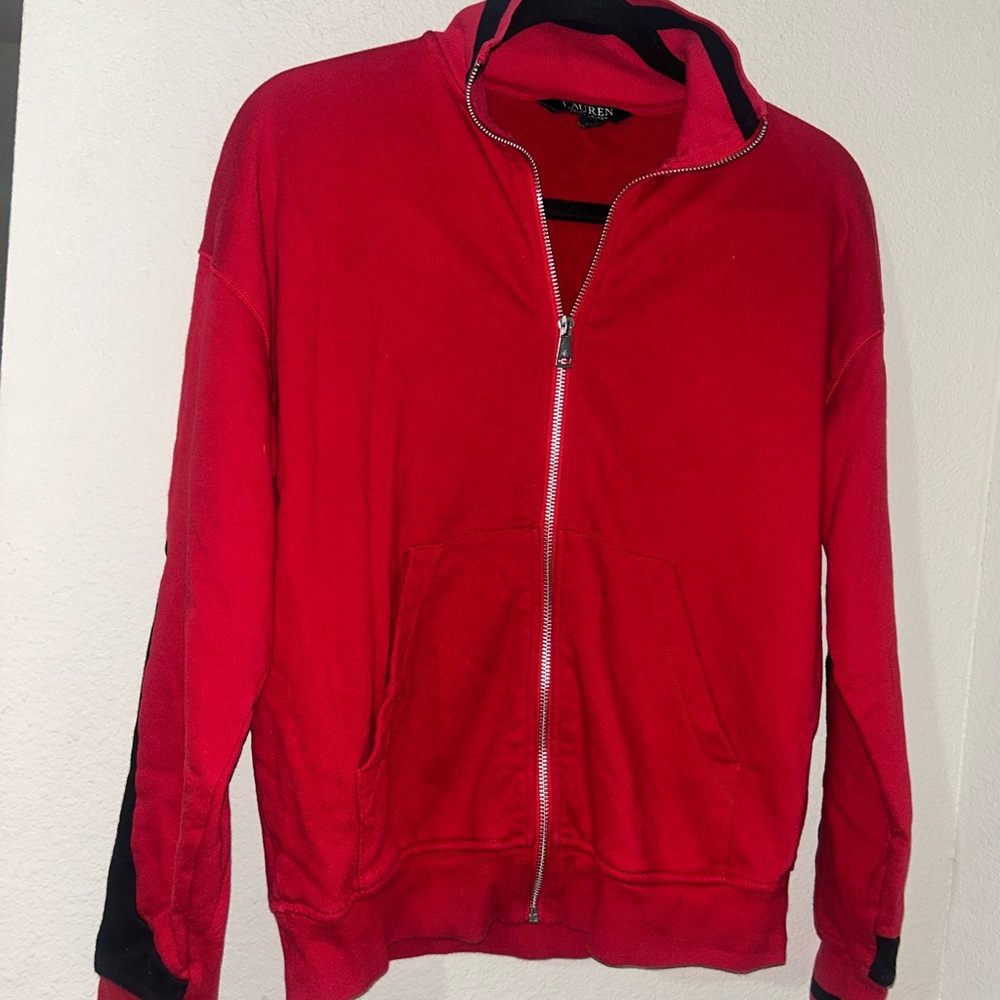 Ralph Lauren Men's Red Zip-Up Sweater